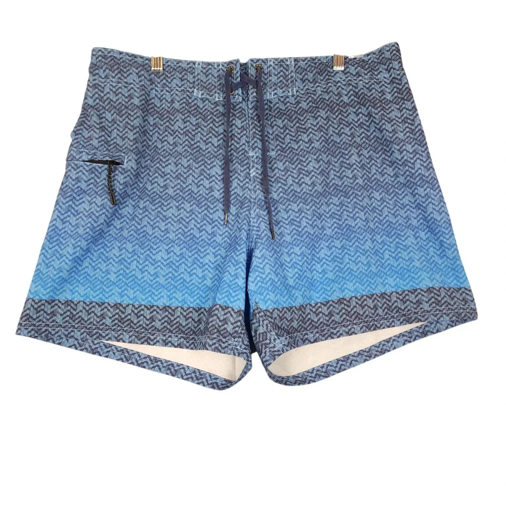 JUST BONES BOARDWEAR Mens Swim Trunks Shorts Blue Chevron Print‎ Size 38 M